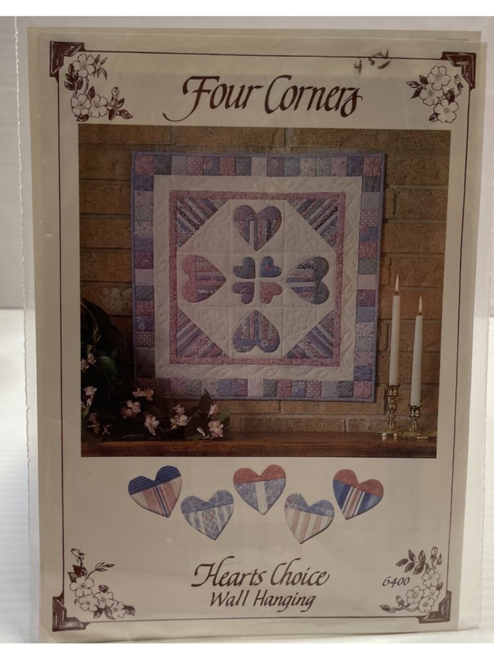 Four Corners Hearts Choice Wall Hanging Pattern 23.5" X 23.5" - NEW